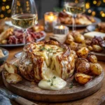 Mont d’Or au four servi avec pommes de terre et charcuterie