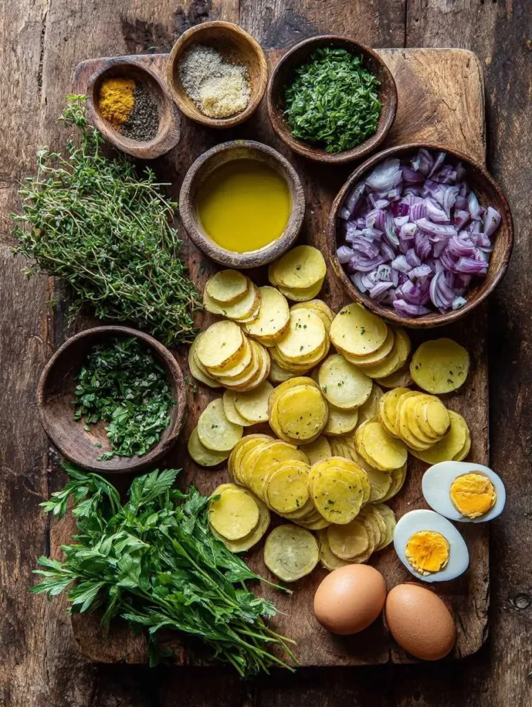 salade de frites maison avec légumes et œufs
