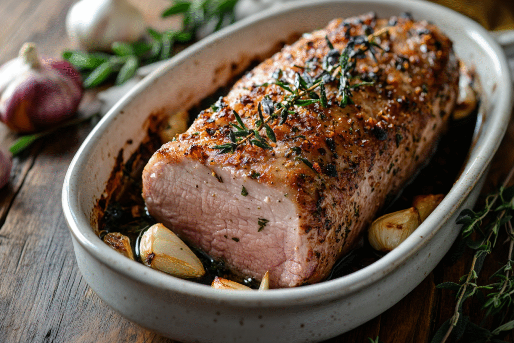 filet mignon au four doré avec herbes et ail