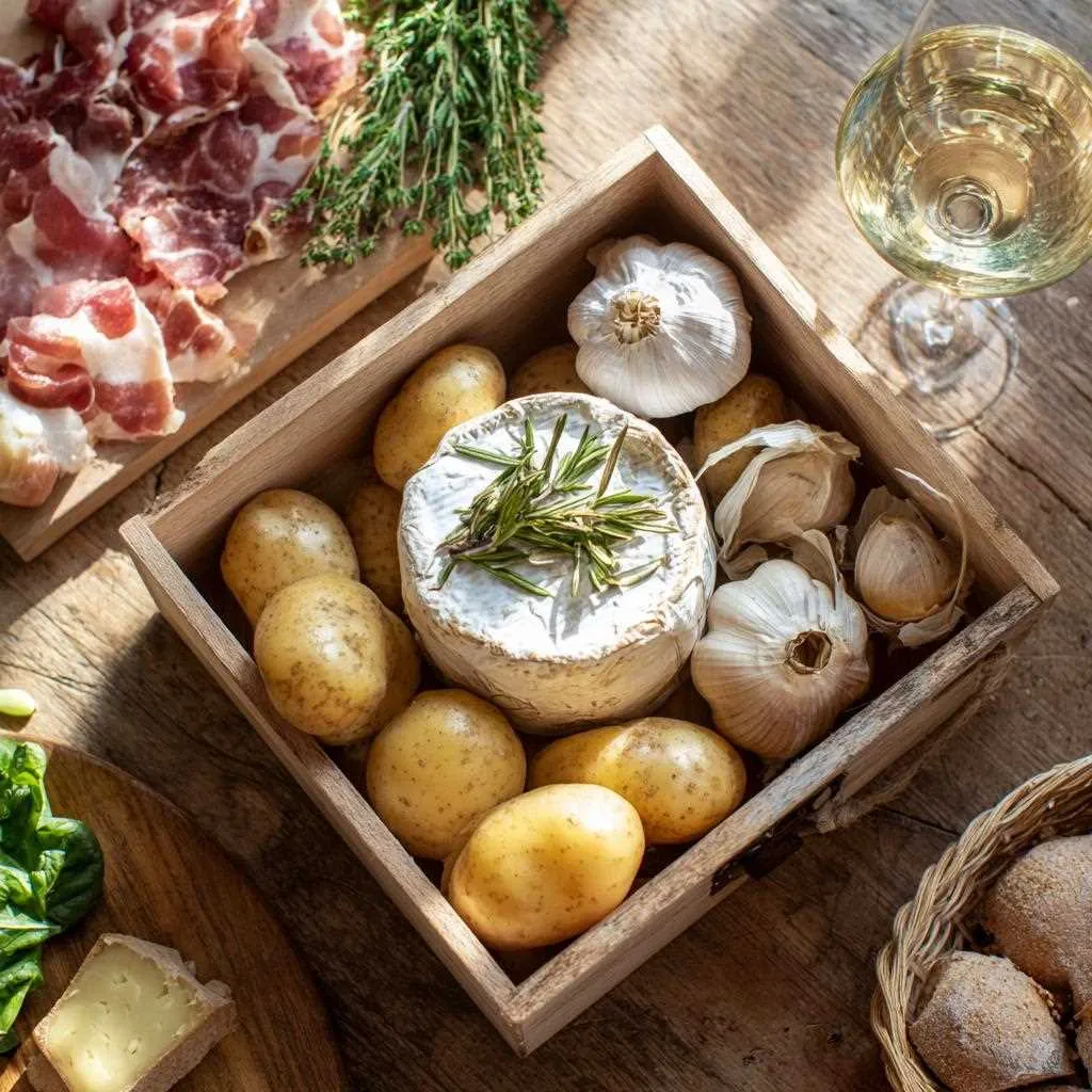 Ingrédients Mont d’Or au four avec vin blanc et pommes de terre
