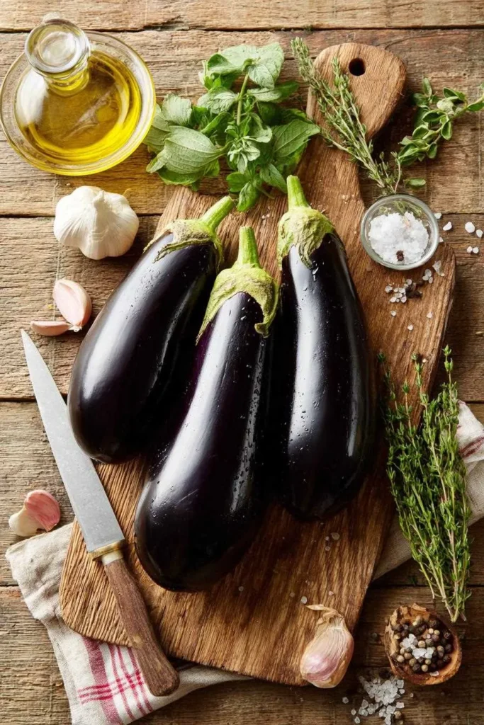 Ingrédients pour aubergine au four
