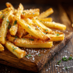 Frites au four servies avec poulet et salade