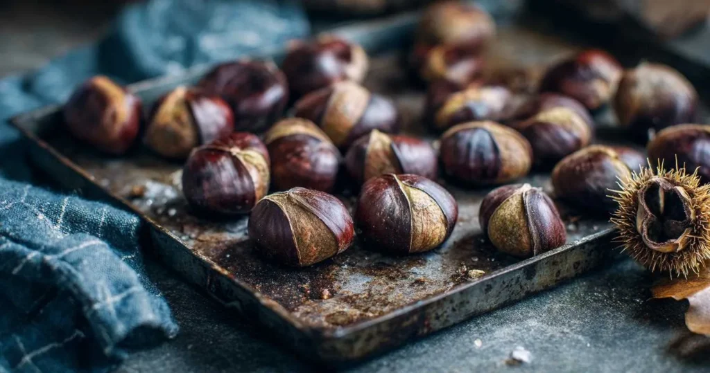 châtaignes au four épluchées prêtes à manger