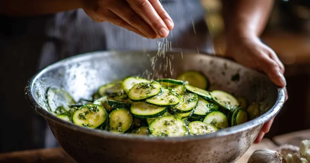 préparation des courgettes au four dans un saladier