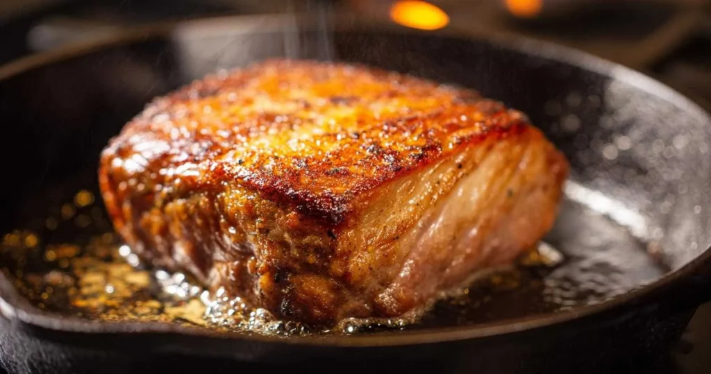 Saisie du rôti de veau à la poêle