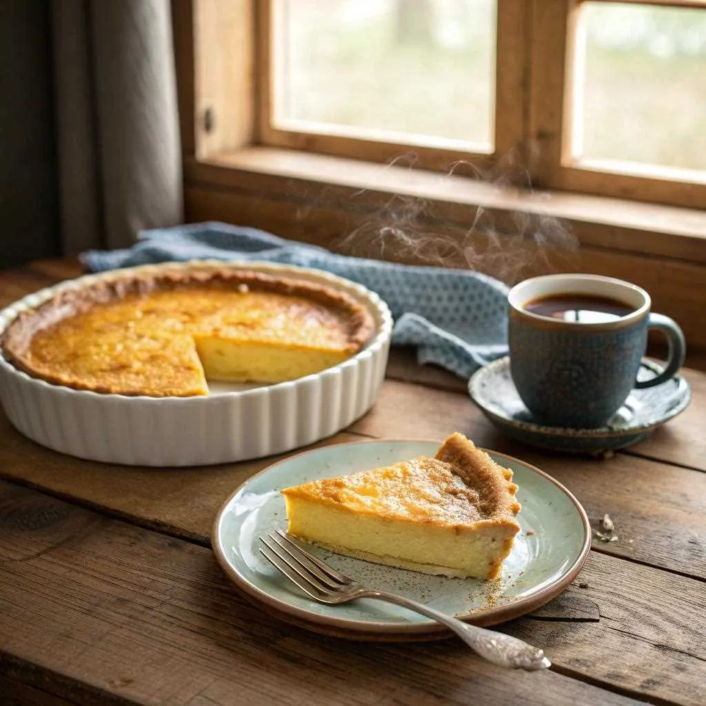 Flan pâtissier crémeux servi au goûter avec café - dessert français traditionnel