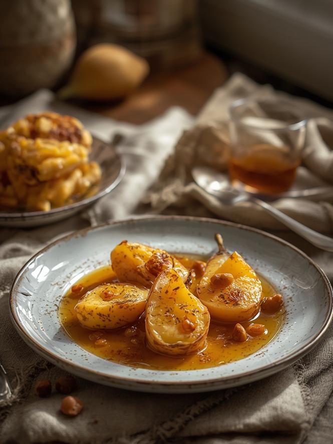 Poires rôties au miel et amandes | Recette facile et gourmande