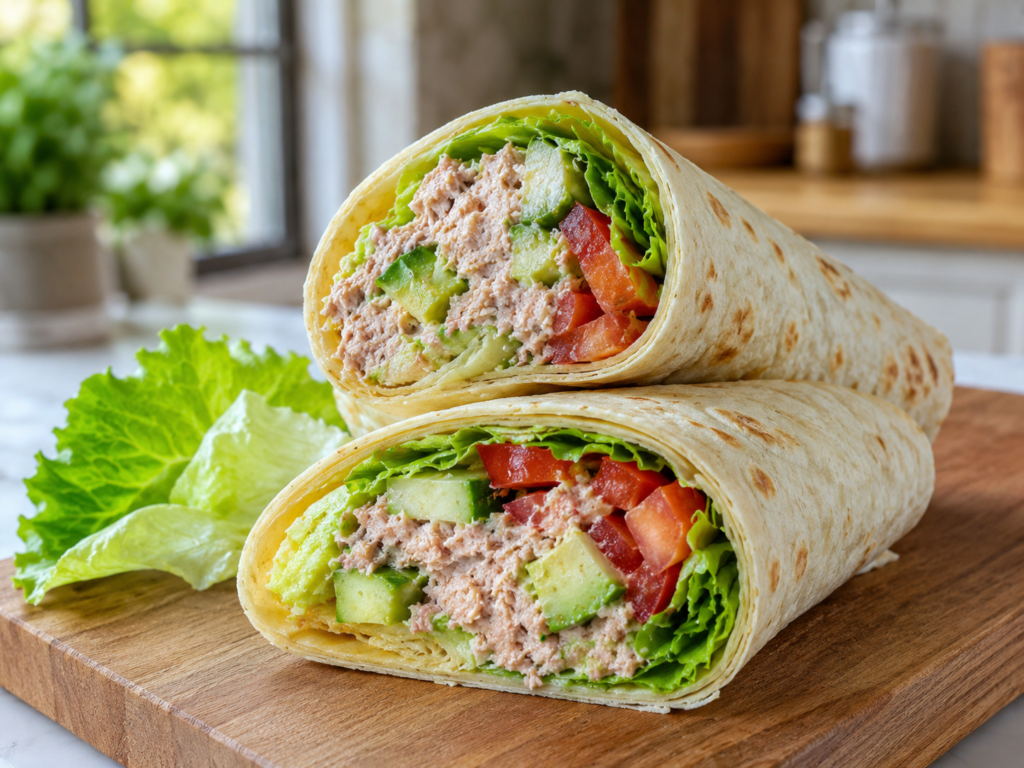 Wrap thon facile et crémeux avec crudités fraîches