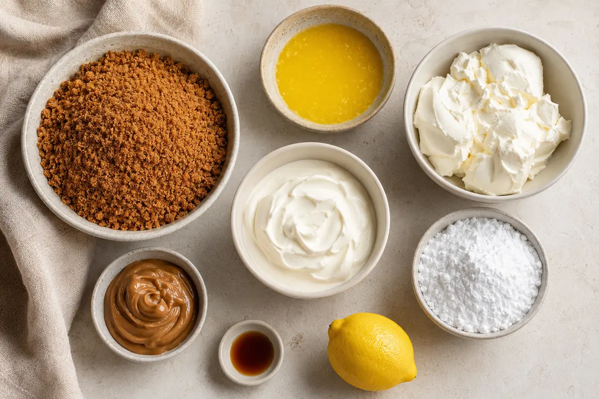 Ingrédients pour dessert sans cuisson facile au spéculoos