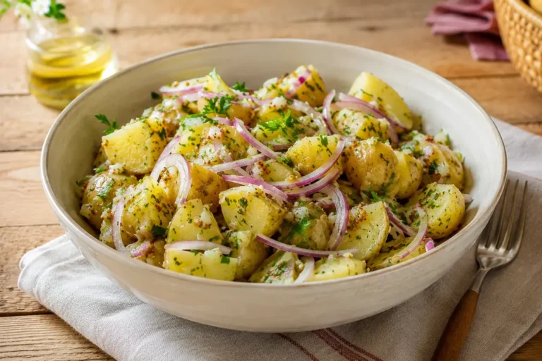 Salade de pommes de terre facile à la moutarde et aux herbes