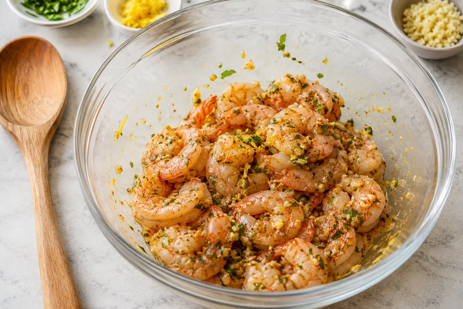 Crevettes assaisonnées avant cuisson à l’Air Fryer