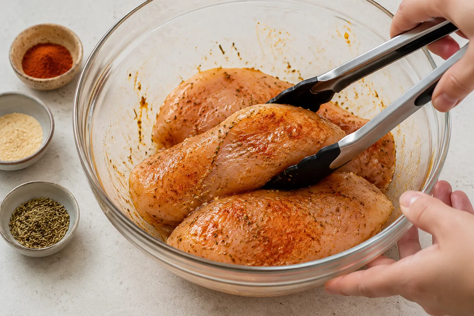 Assaisonnement du poulet avant cuisson Air Fryer