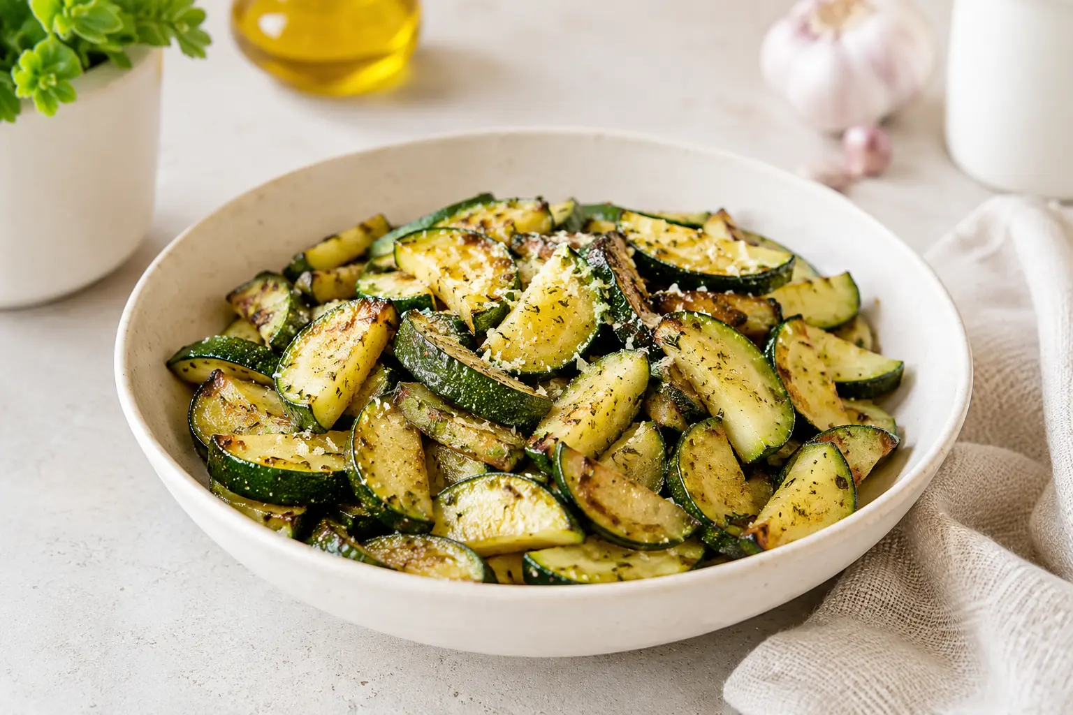 Courgette Air Fryer dorée avec herbes et parmesan