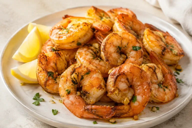 Crevettes air fryer dorées au citron et à l’ail