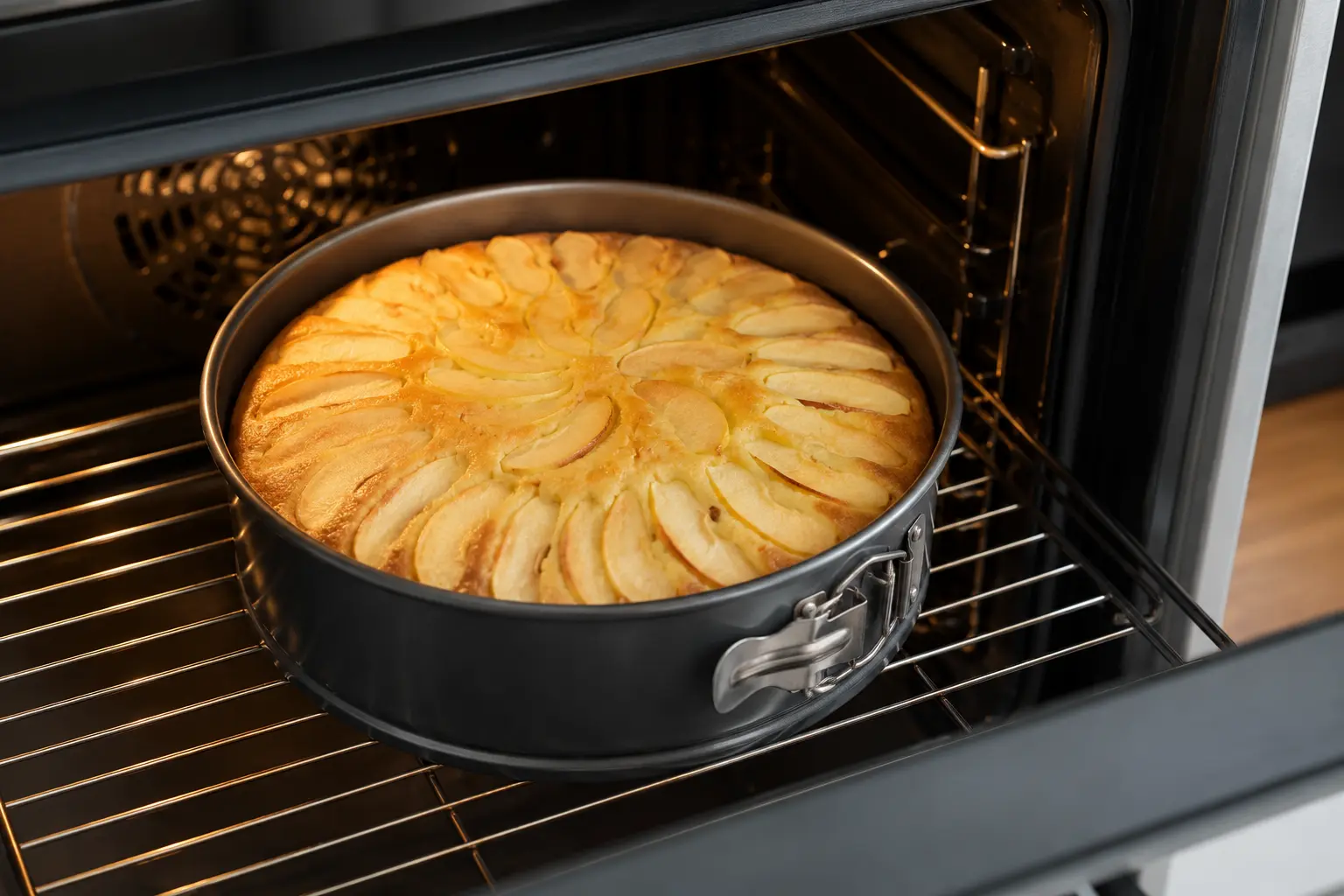 Cuisson du gâteau aux pommes moelleux au four