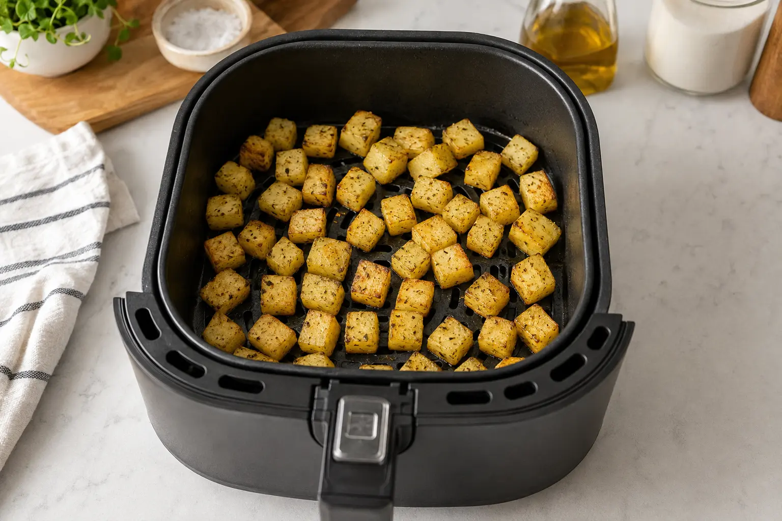 Pommes de terre à mi-cuisson dans le panier de l’Air Fryer