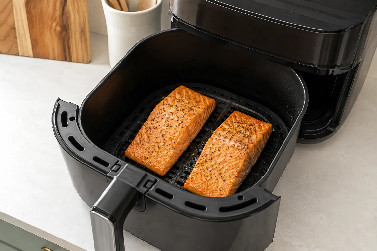 Saumon en cuisson dans le panier Air Fryer