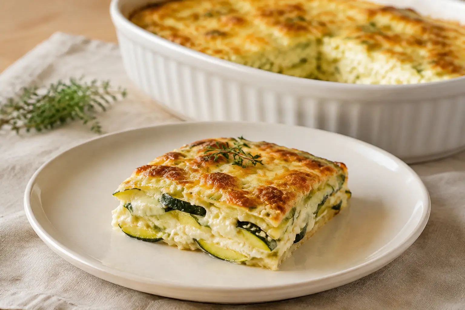 Part de gratin de courgettes facile servie