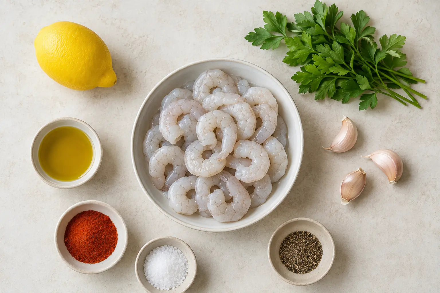 Ingrédients pour préparer des crevettes air fryer