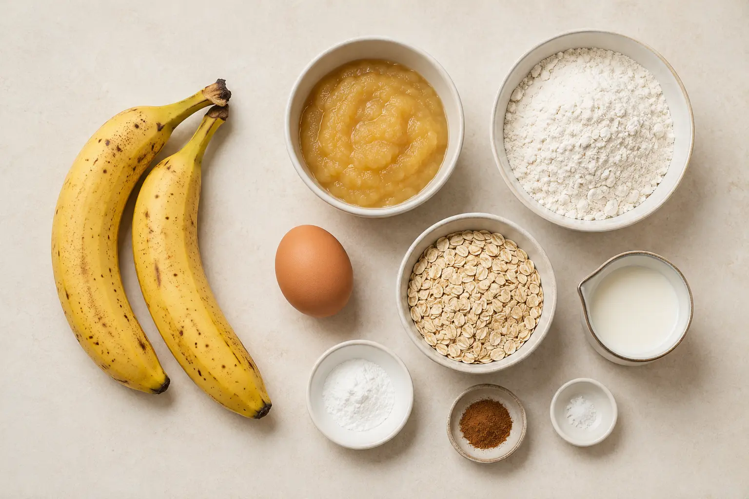 Ingrédients du goûter enfant maison aux muffins banane avoine