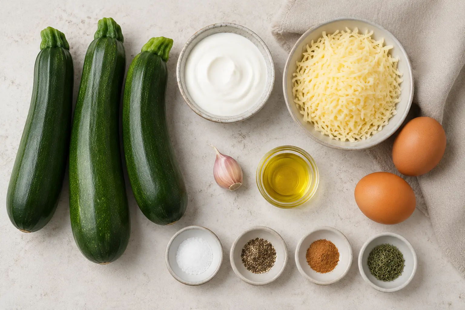 Ingrédients du gratin de courgettes facile