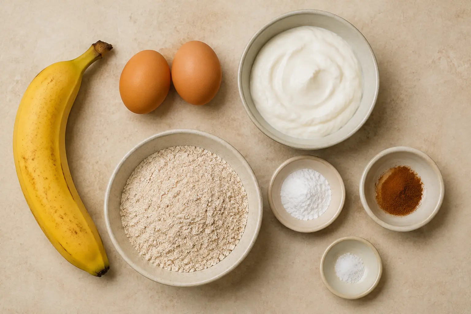 Ingrédients du petit déjeuner riche en protéines aux pancakes