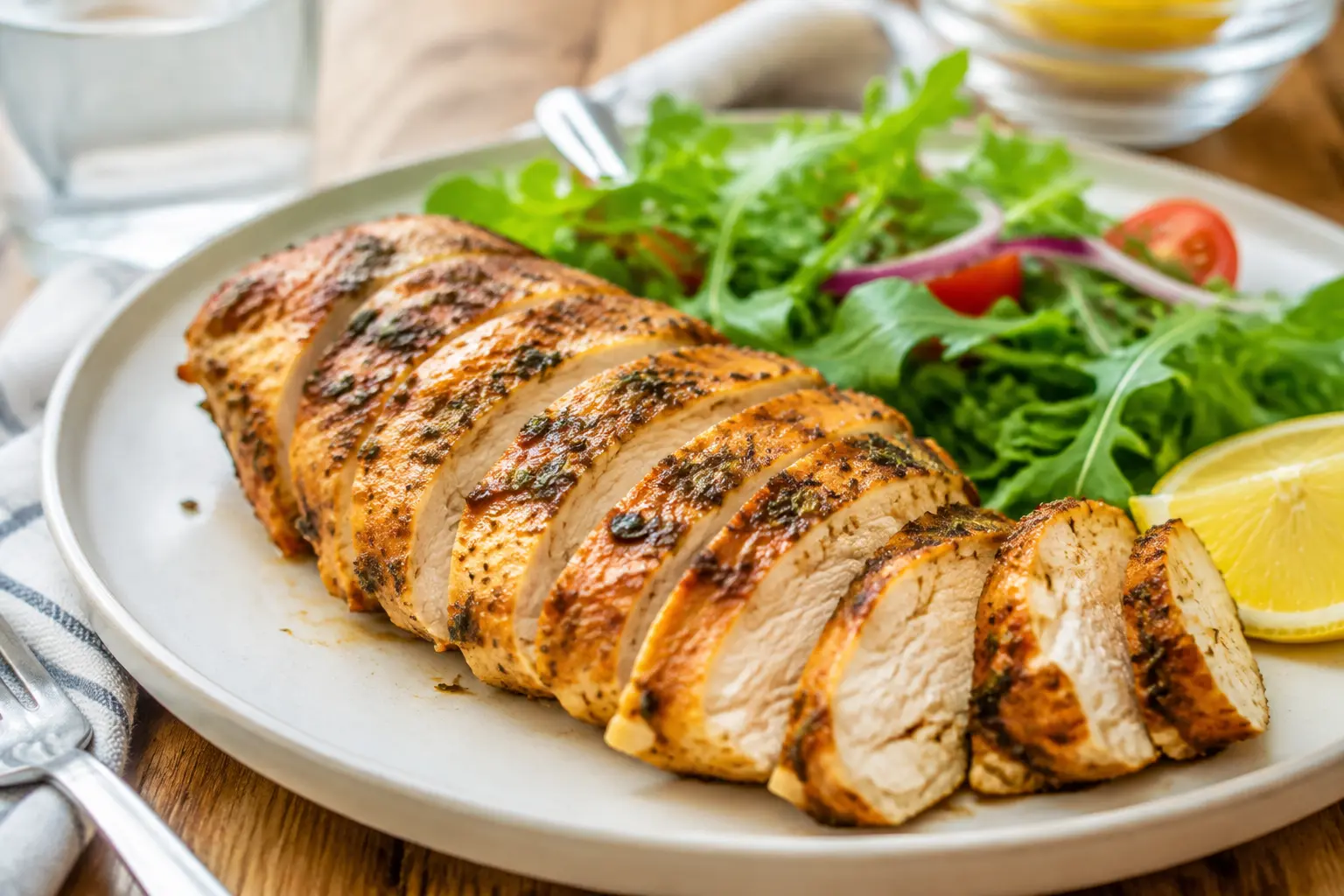 Poulet Air Fryer tranché, tendre et juteux