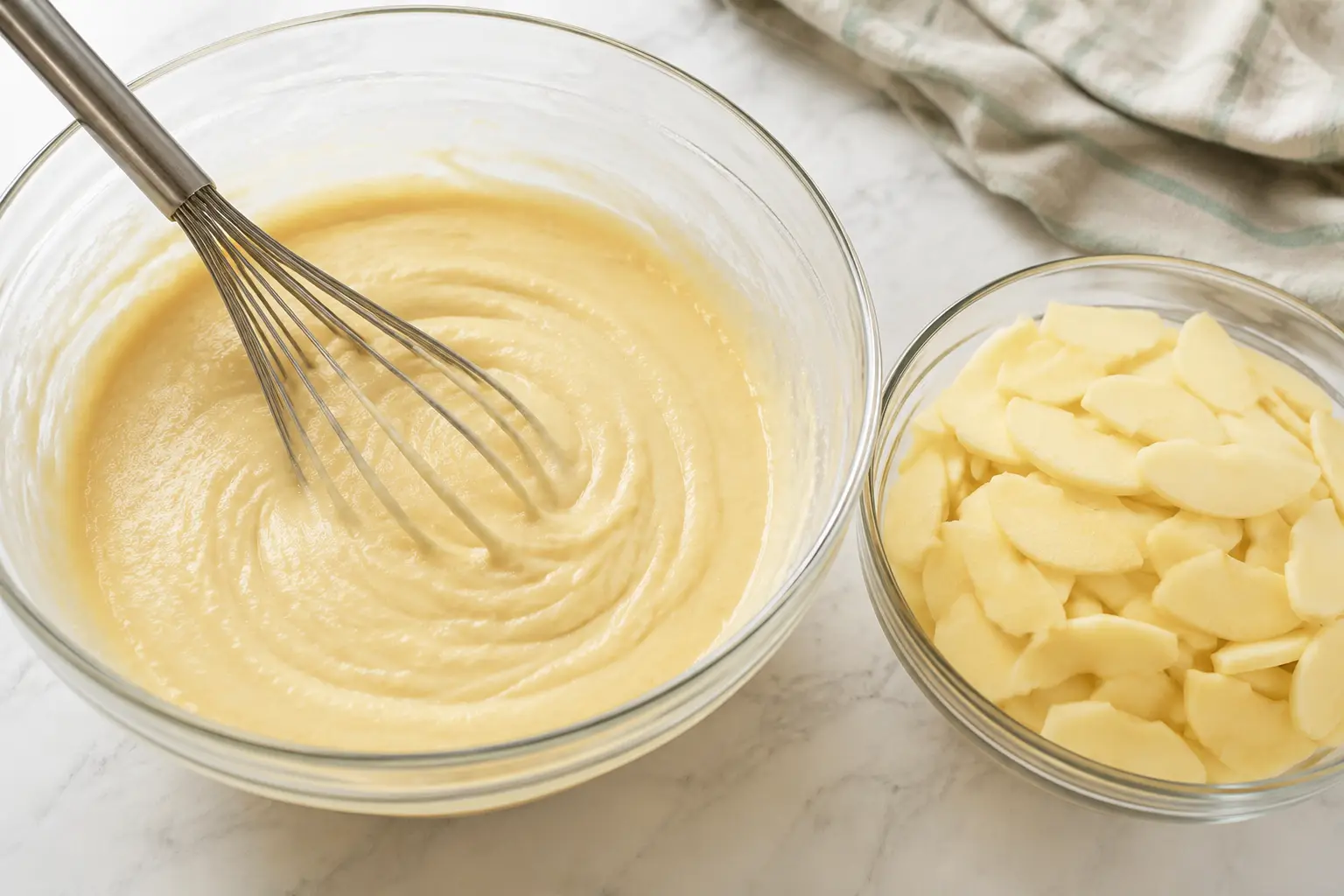Préparation de la pâte du gâteau aux pommes