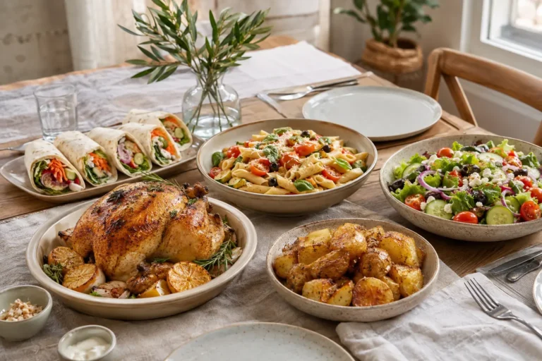 Que manger ce soir avec poulet rôti, pâtes, salade, wraps et pommes de terre