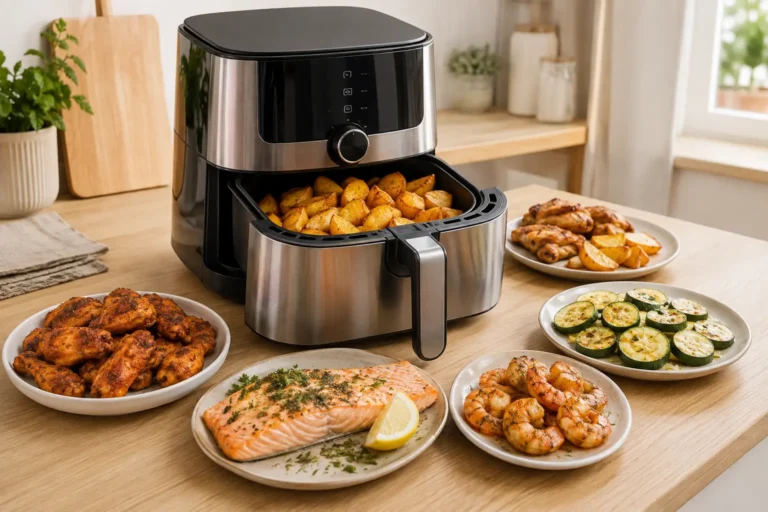 Recettes Air Fryer faciles avec poulet saumon crevettes et légumes