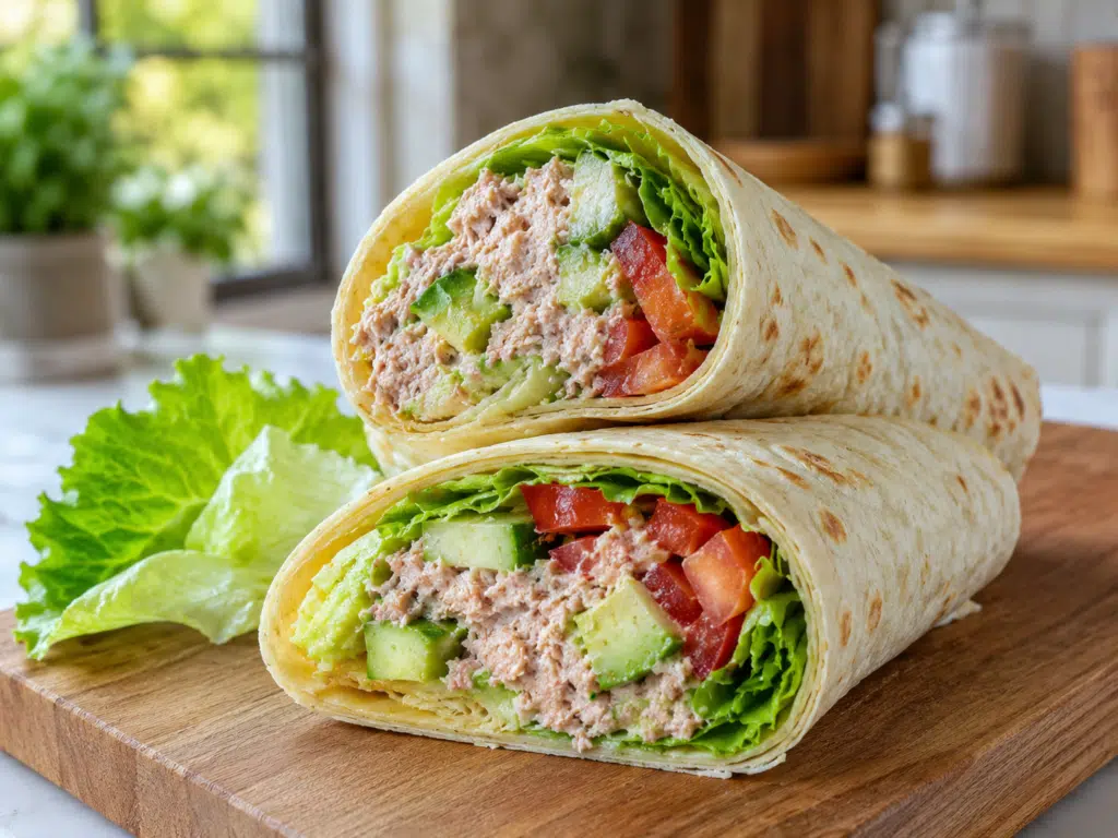 Wrap thon facile avec fromage frais et crudités
