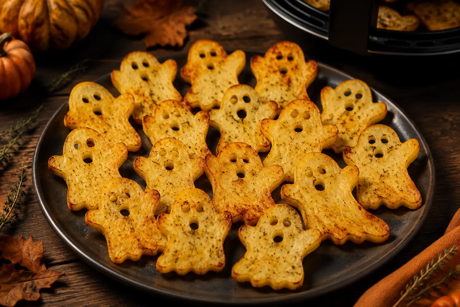 Pommes de terre fantômes Halloween Air Fryer dorées et croustillantes