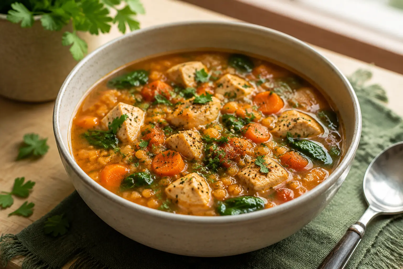 Bol de soupe protéinée prêt à servir